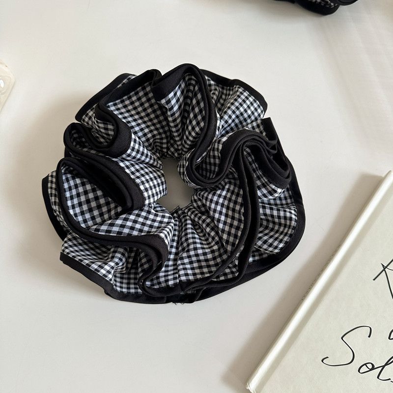 Fermaglio per capelli con fiocco a quadri bianco e nero, accessorio per capelli con fiori e chignon stropicciato_voghion.com