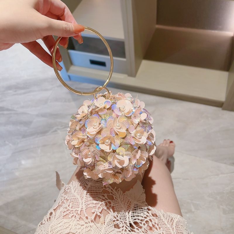 Flower Small Handbag Party Clutch Evening Matching Dress Handheld Globe Bag_voghion.com
