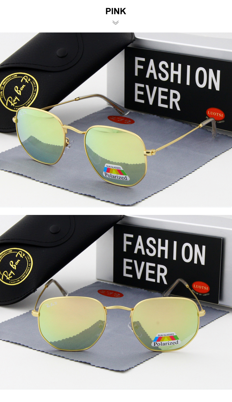 Marke Design Mode Hexagon Kleine Polygon UV400 männer Polarisierte Sonnenbrille Flug Sport Schwarz Objektiv 2022 Frauen Rosa_voghion.com