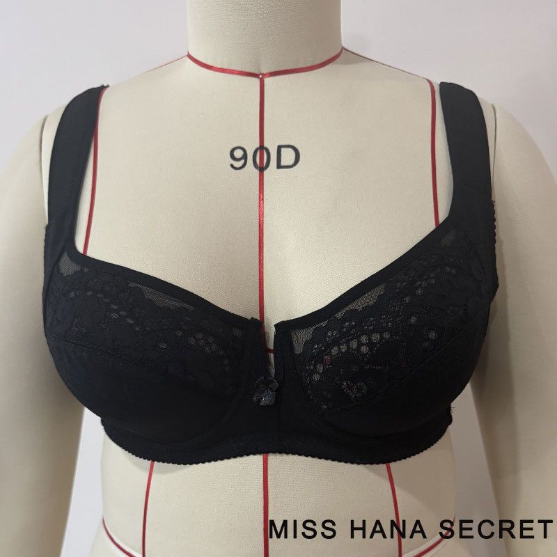 Plus Size Lace Underwire Bra With Wide Straps - Push Up & Full Coverage - Comfortable & Breathable - Available In Black, White, Nude (Sizes 80D-110F)_voghion.com