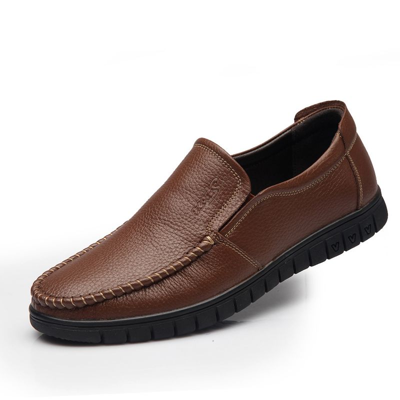 Frühlingsmode Herren-Fahrschuhe mit weicher Sohle, Slip-On-Freizeitschuhe, Obermaterial aus Leder, bequeme Polyurethan-Innensohle, Gummi-Außensohle_voghion.com