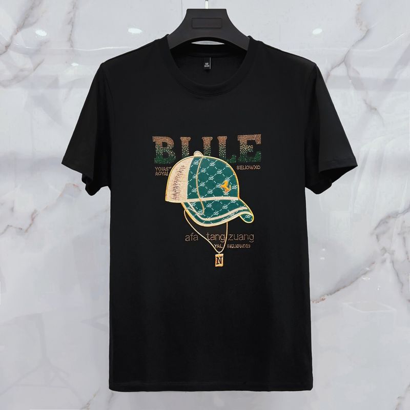 T-shirt à manches courtes et col rond pour homme, modèle de chapeau, tendance européenne, été 2023_voghion.com