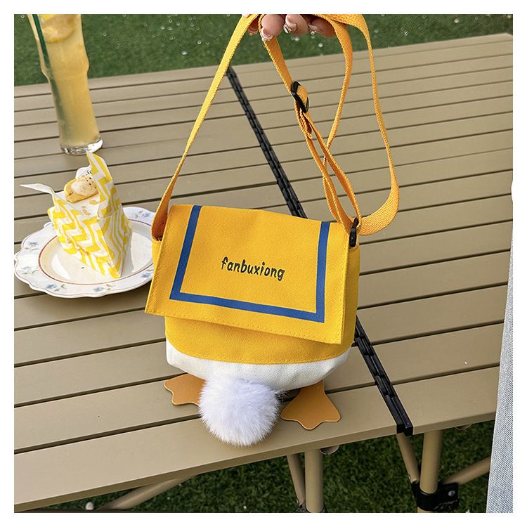 Canvas liten enkel crossbody en axel telefon söt blixtlåsväska, multifunktionell studentryggsäck_voghion.com