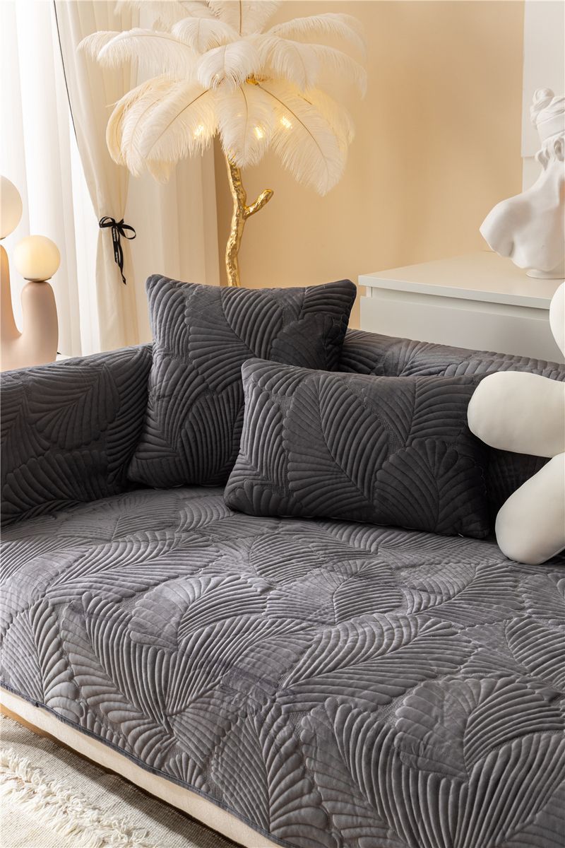 Autumn and winter style ultra soft solid color plush banana leaf sofa cushion modern simple double sofa cushion cloth factory direct sales_voghion.com