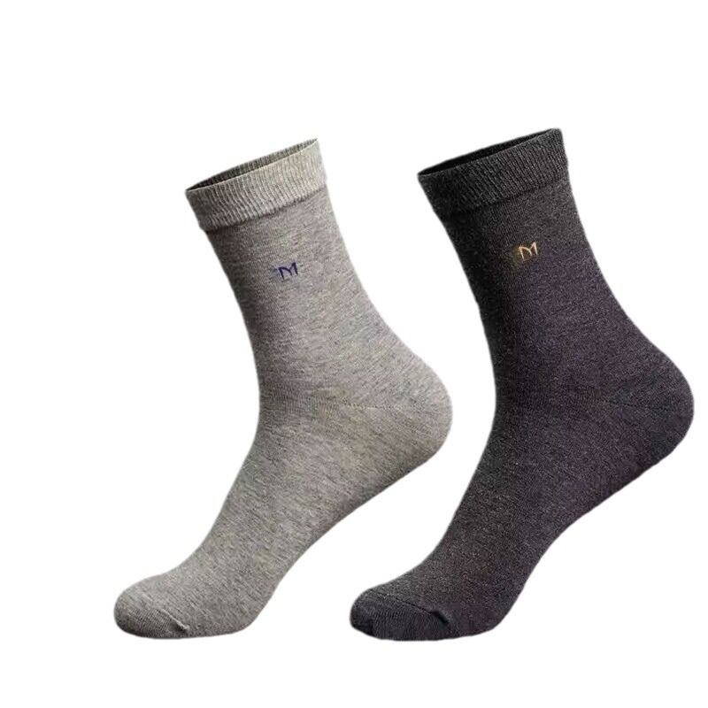 7A Antibacterial Xinjiang Deodorant Long Sweat-Absorbing Breathable Solid Color Cotton Business Mid-Calf Men's Socks_voghion.com