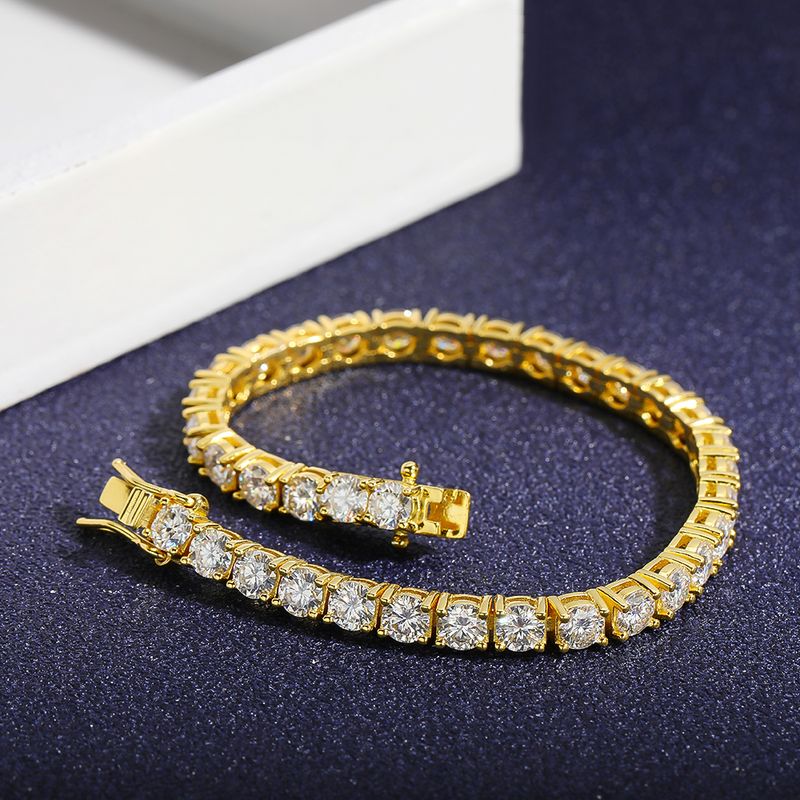 Echtes 2,5/3/4/5/6,5 MM Voll-Moissanit-Tennisarmband für Damen und Herren, S925 versilbert, 18 K Gelbgold, Diamantarmbänder_voghion.com