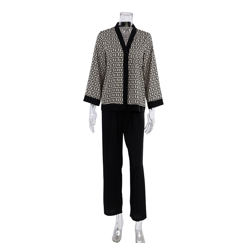 Costume ample imprimé décontracté pour femmes, ensemble deux pièces, beauté, automne et hiver, 2023_voghion.com