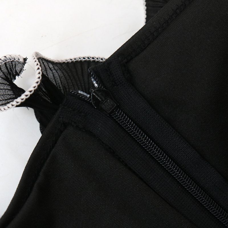 Abbigliamento da donna tuta sexy attillata in pizzo con volant e colletto a una linea_voghion.com