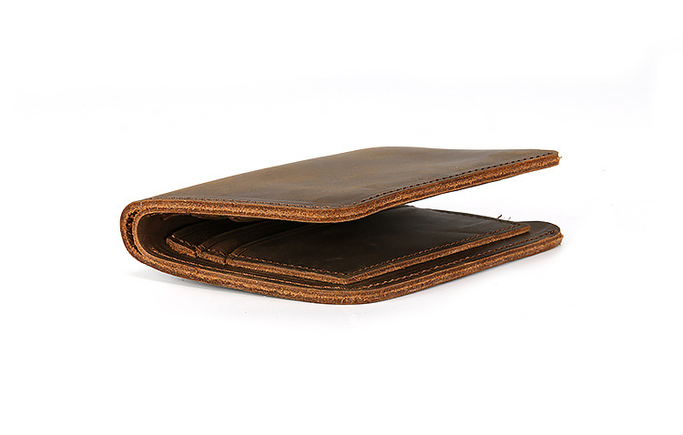 Crazy Horse Leather Men's Wallet Vertical Short Wallet Top Layer Cattle Leather Simple Genuine Leather Wallet_voghion.com