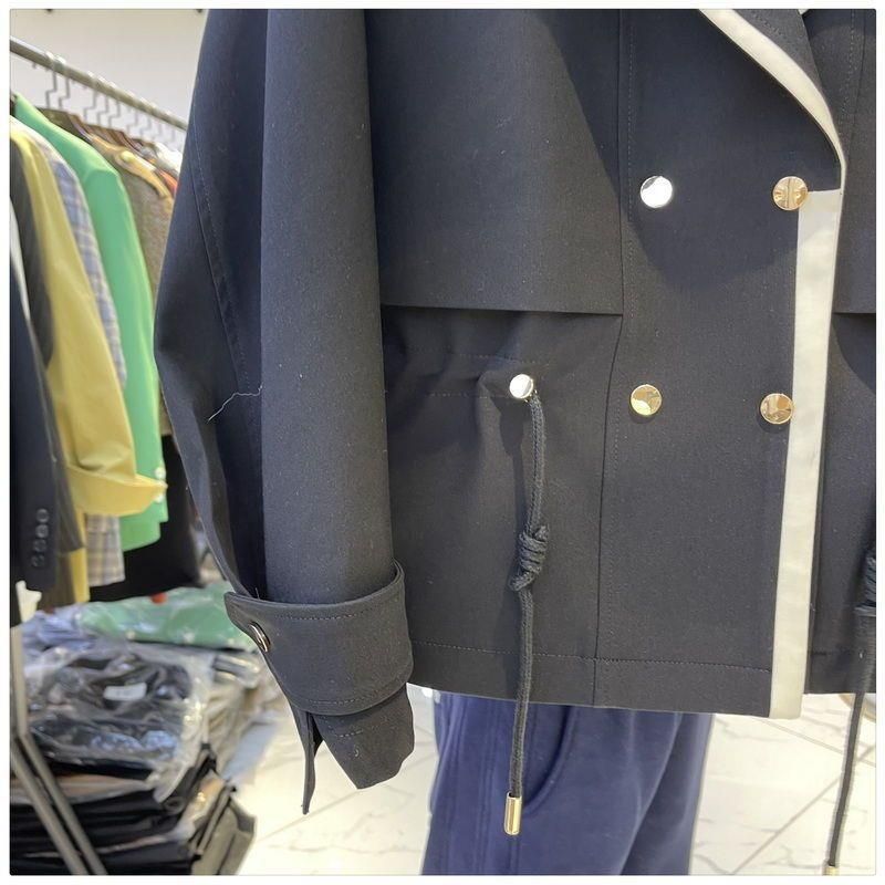 Plus Size Dames 150kg Lente en Herfst Color Block Trenchcoat Casual Eenvoudige Veelzijdige Korte Jas voor Dames_voghion.com