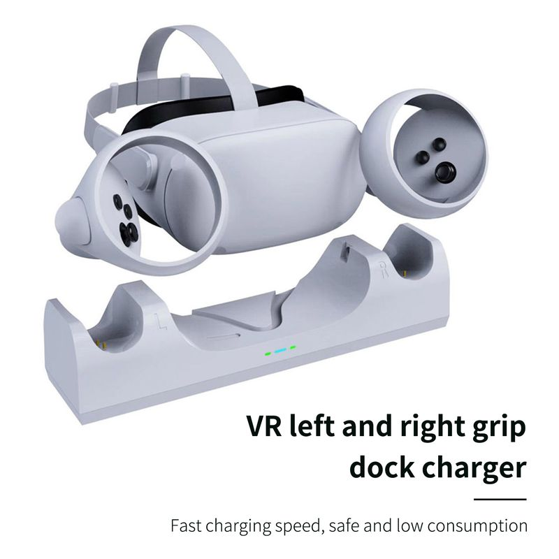 Ladegerät, 3 LED-Anzeigen, wiederaufladbarer Akku, platzsparend, Mehrfachschutz, stabil, Headset-Controller, Ladestation für_voghion.com