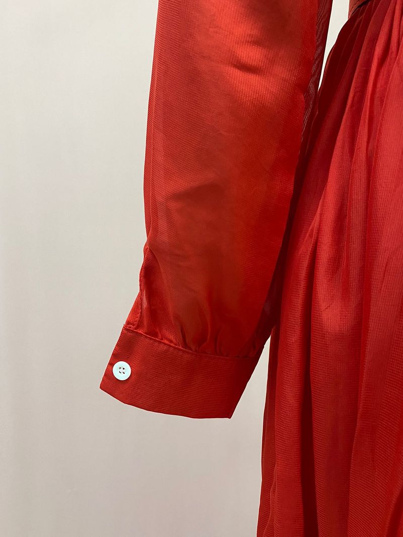 Vêtements pour femmes jaune taille haute slim couleur unie tempérament rétro mousseline de soie à manches longues robe longue_voghion.com