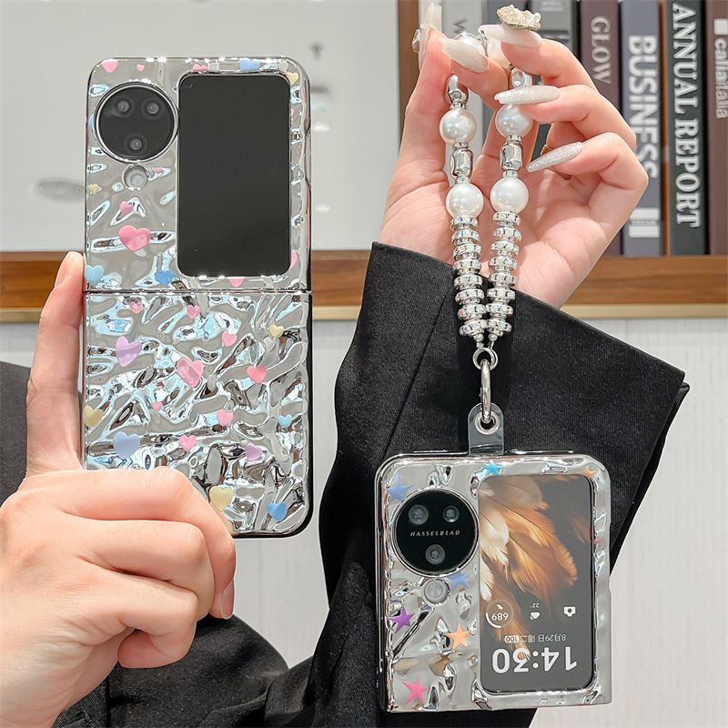 For Oppo Find N2 N3 Flip Cute Heart Star Soft Wrist Bracelet Phone Case Cover_voghion.com