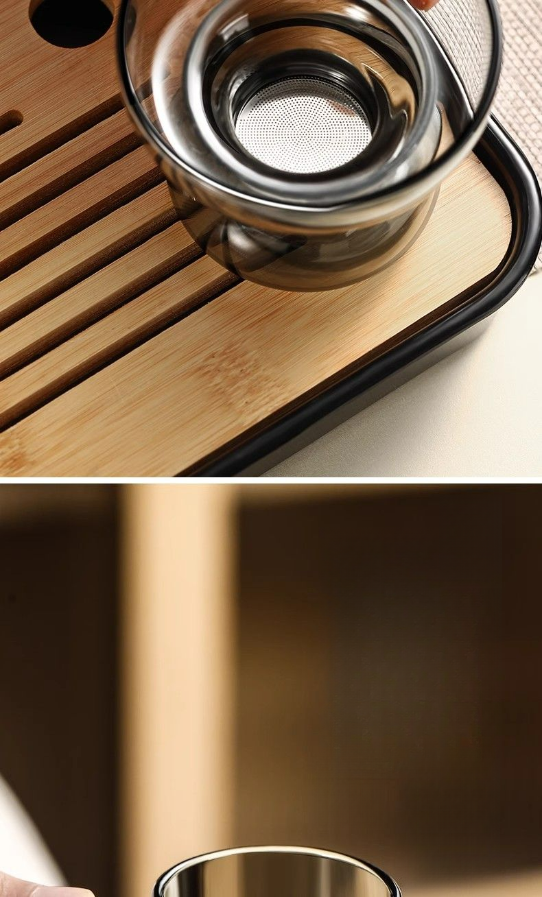 Glass Teapot With Tea-Water Separation, Household Wooden Handle Kung Fu Brewing Teapot, Flower Tea Set, Guanshan Gongdao_voghion.com