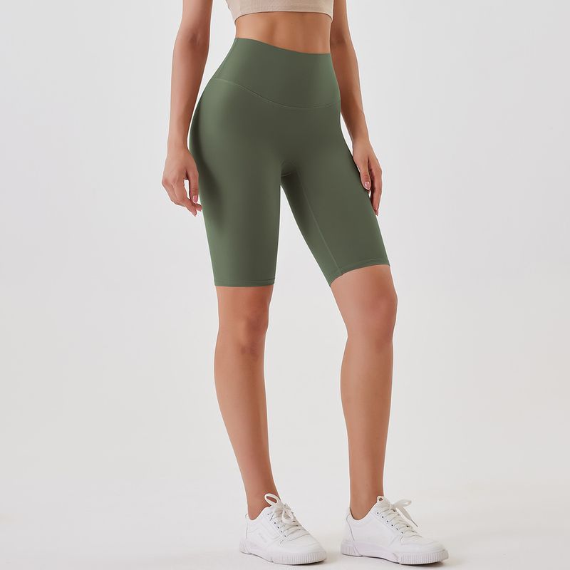 Women's Clothing double-sided brushed yoga shorts without embarrassing lines, buttocks lifting and abdominal control sports running fitness pants_voghion.com