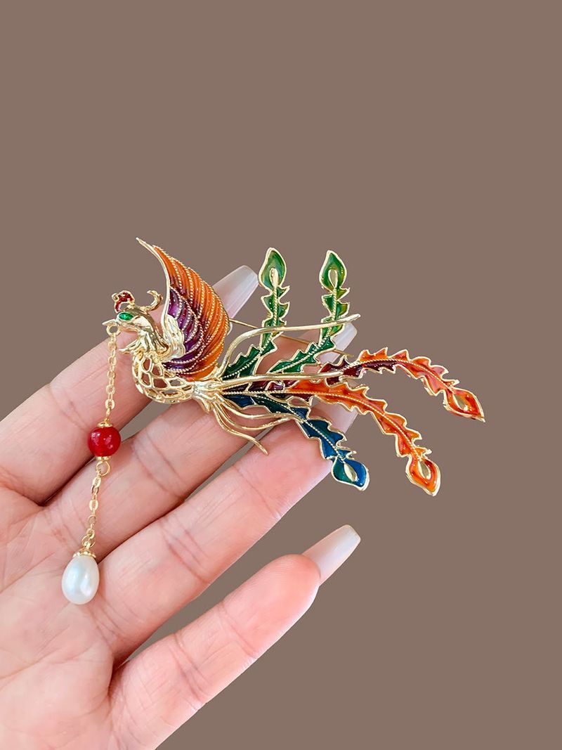 High-end Enamel Phoenix Brooch, Personalized Temperament, Jacket Pin, Fashionable And Exquisite Cardigan Design, Accessories, Corsage._voghion.com
