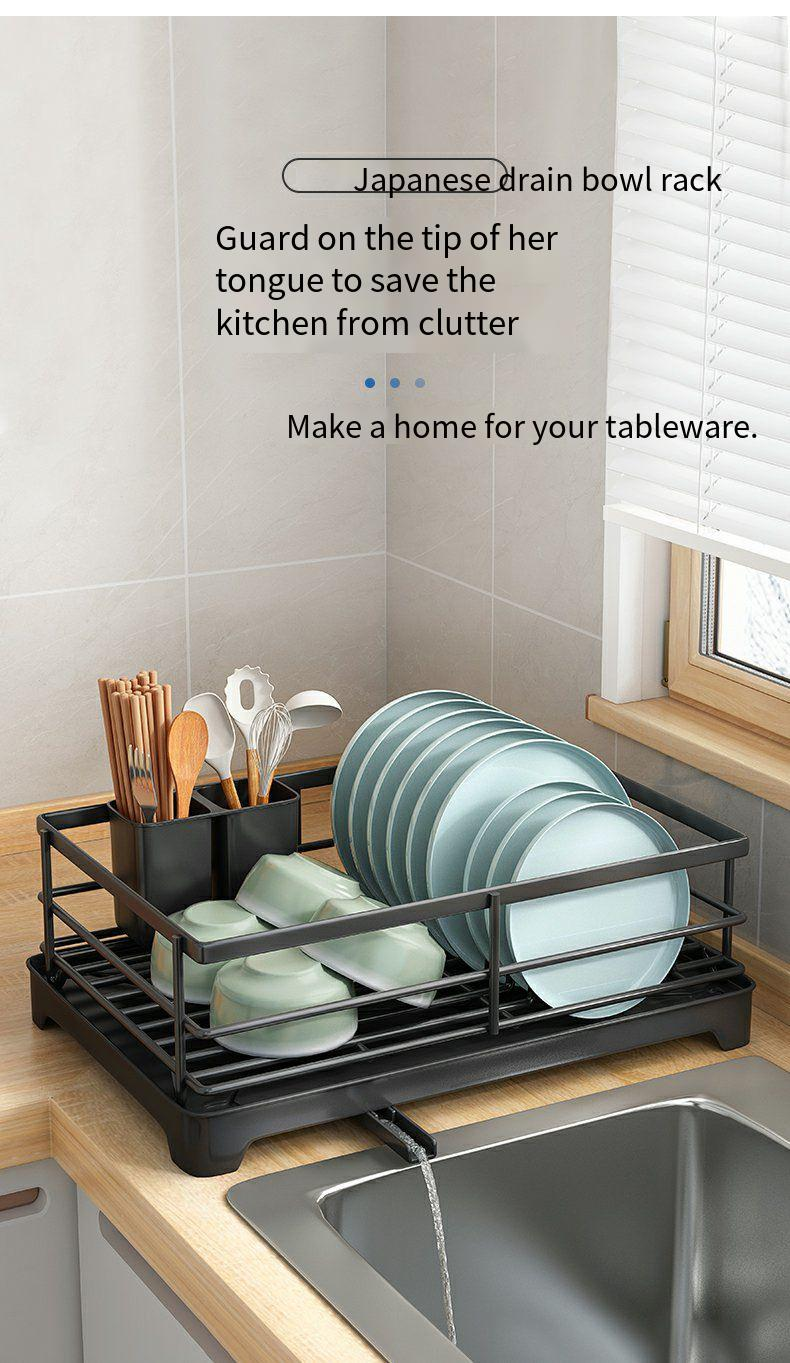 Portapiatti da cucina, da banco, per uso domestico, con scarico, senza necessità di installazione, multiuso, per scolapiatti_voghion.com