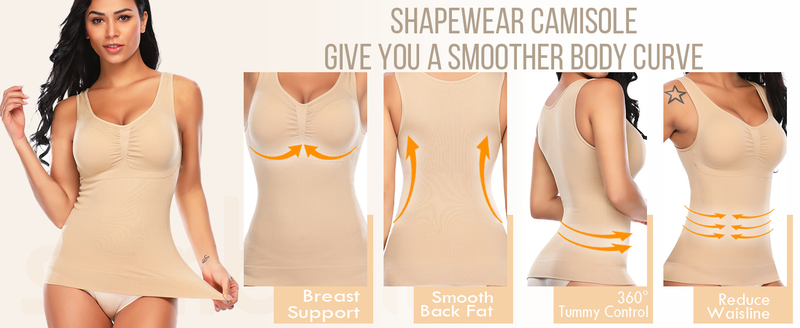 Size Shaper Plus palaidinės moterims, besiūlės juosmens treniruoklės, palaidinės be rankovių, kūno formavimo liekninimo priemonės su įmontuota liemenėle, marškinėliais ir..._voghion.com