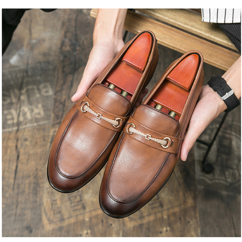 Miesten Oxford Dress Kengät Slip-On Loafers Business Casual Derby Kengät Muoti teräväkärkiset nahkakengät_voghion.com