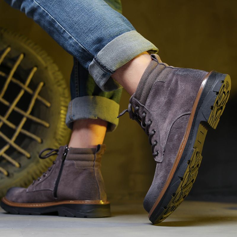 Bottes de travail montantes polyvalentes en daim pour hommes, bottes en cuir, nouveautés automne/hiver 2025_voghion.com
