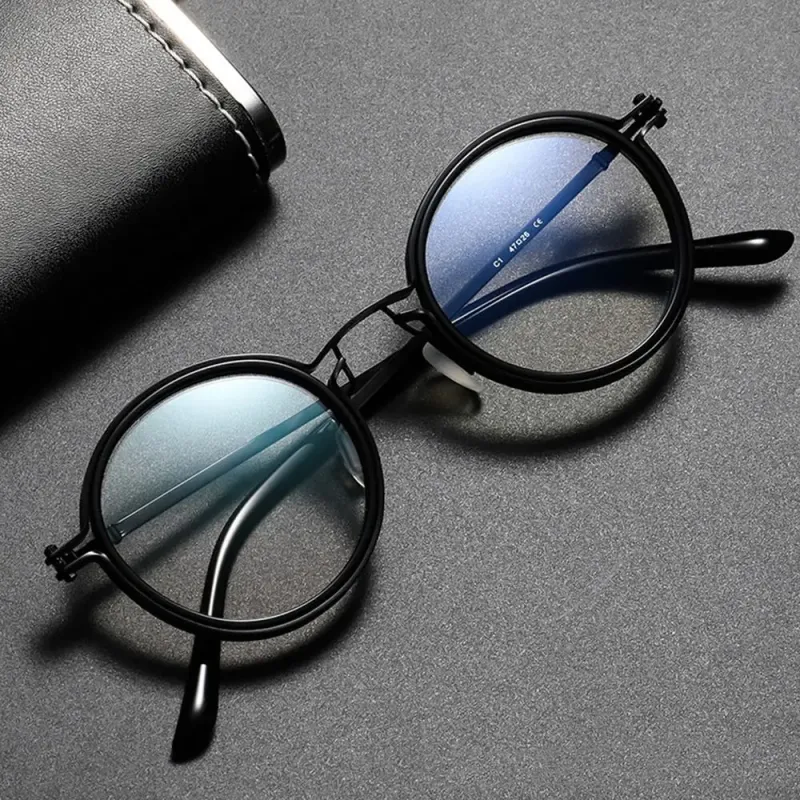 Mode Retro Runde Anti Blau Licht Brille Männer Frauen Büro Computer Brille Metall Rahmen Mode Optische Myopie Brillen Lesen_voghion.com