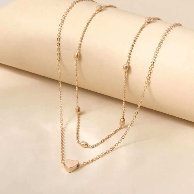 Fashion Accessories Double Layer Heart Anklet For Women Trendy Simple Alloy Heart-shaped Beach Vacation Style Jewelry_voghion.com