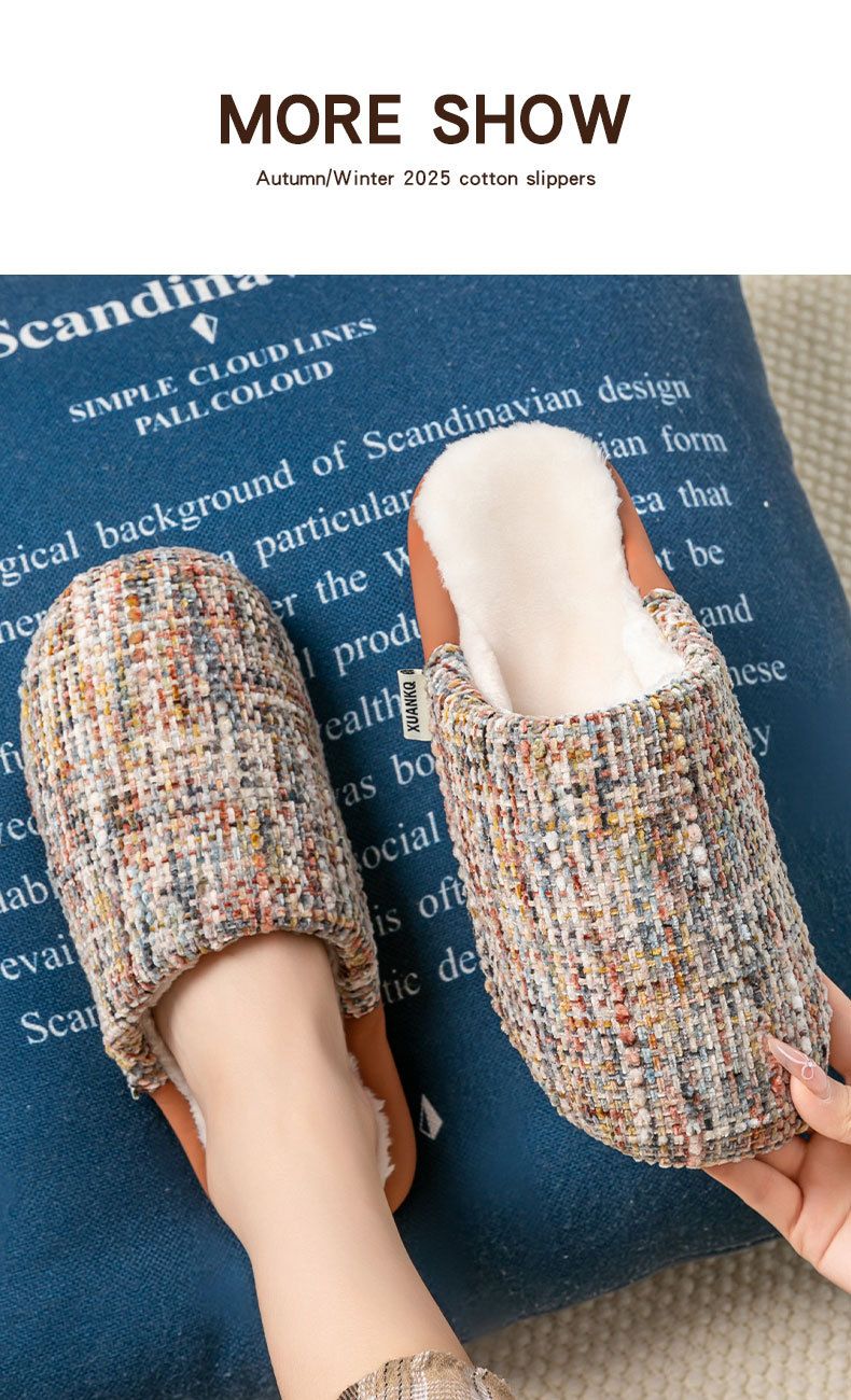 Pantofole di peluche di alta qualità per donne e uomini - Comode pantofole da casa con suola spessa antiscivolo, calda fodera in pile, design unisex per coppie in colori classici_voghion.com