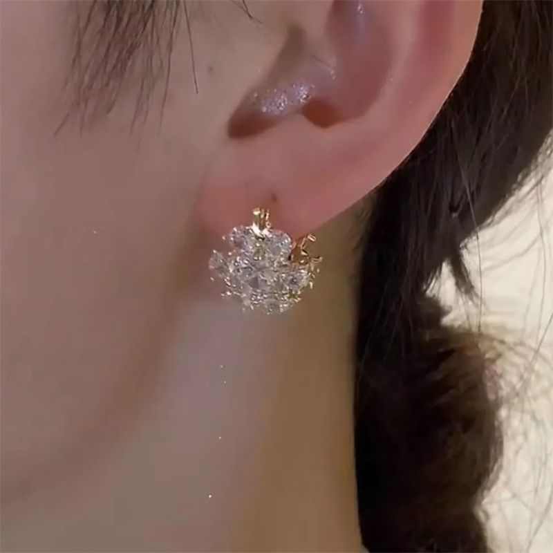 Super Flash Fashionable Double sided Zircon Flower with Women's High end Charm and Niche Design Earrings 1225_voghion.com