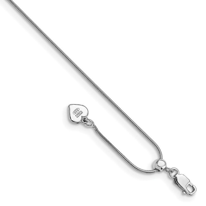 Sterling Silver RH-plated Adjustable Snake Chain Anklet_voghion.com