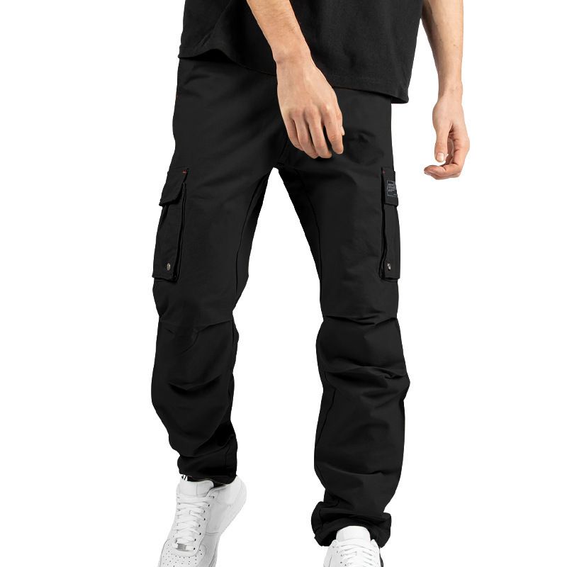 25 Spring Summer New Men's Casual Pants Multi-Pocket Solid Color Loose Jogger Cargo Trousers_voghion.com