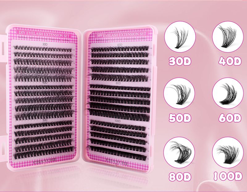 Cross border new 590 clusters of dense D curved single cluster false eyelashes set 12 16mm DIY segmented eyelashes_voghion.com