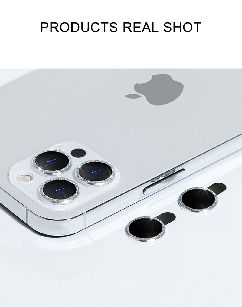 Glitter Diamond Camera Lens Protector Voor iPhone 14 13 12 11 Pro Max Mini Camera Metalen Ring Glas Voor iPhone 14 Beschermende Cap_voghion.com
