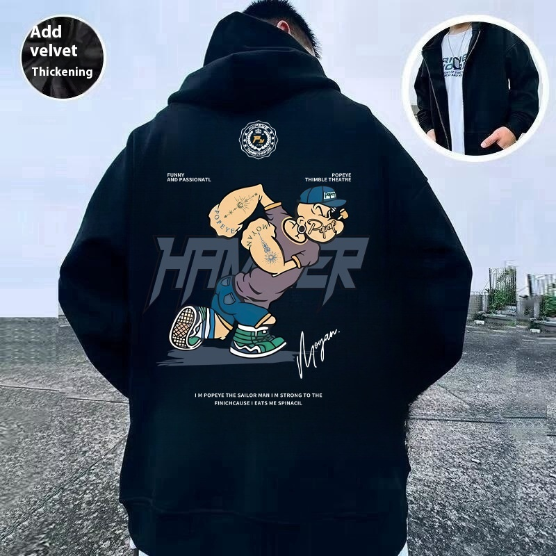 Megztinis vyrams, pliušinis, storu užtrauktuku, putlus, didelis, gobtuvu, dideliu raštu, kardiganas, 8XL_voghion.com