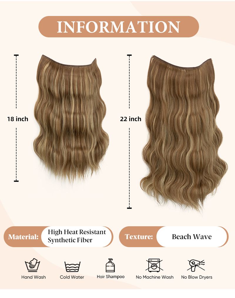 parrucca alla moda parrucca femminile pezzo unico pezzo di capelli Big Wave capelli lunghi e ricci pezzo di estensione dei capelli in fibra chimica senza cuciture_voghion.com