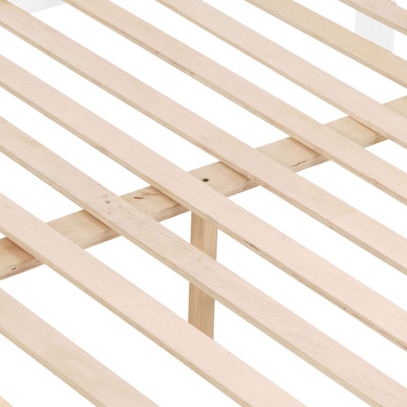 Twin Over Full Bunk Bed With Thick Posts,Wooden Bunk Bed With High Guardrail And Ladder For Kids, Teens, Dorm Rooms, And Guest Rooms,No Box Spring Needed,White_voghion.com