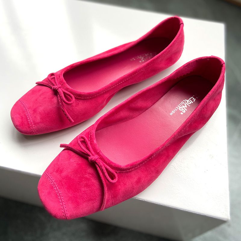 Niche Reqins Ballettschuhe aus echtem Leder, französischer Retro-Stil, flach, eckige Zehenpartie, Schleife, Tanzschuhe für Damen_voghion.com