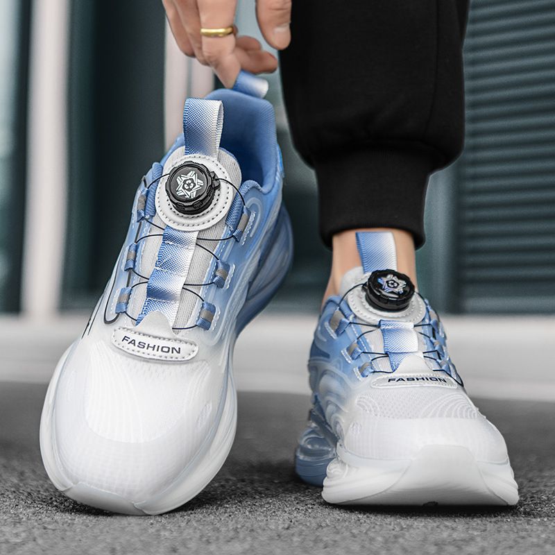 Herren Sommer rotierenden Knopf Mesh weiß Casual Sport Herren atmungsaktiv Frühjahr neue weiche Sohlen Laufschuhe_voghion.com