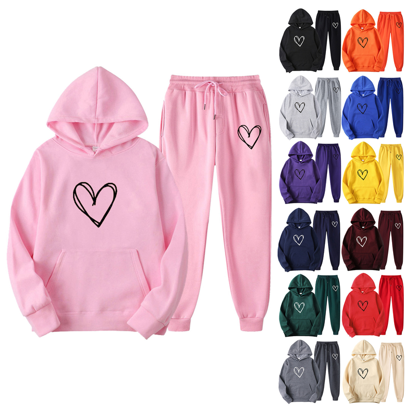 Women's loose casual hoodies, plus-size printed velvet sweatshirts and sweatpants_voghion.com
