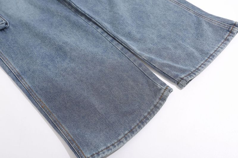 Abbigliamento da uomo Bretelle in denim con tasca cargo a righe patchwork con ricamo vintage per uomo e donna_voghion.com