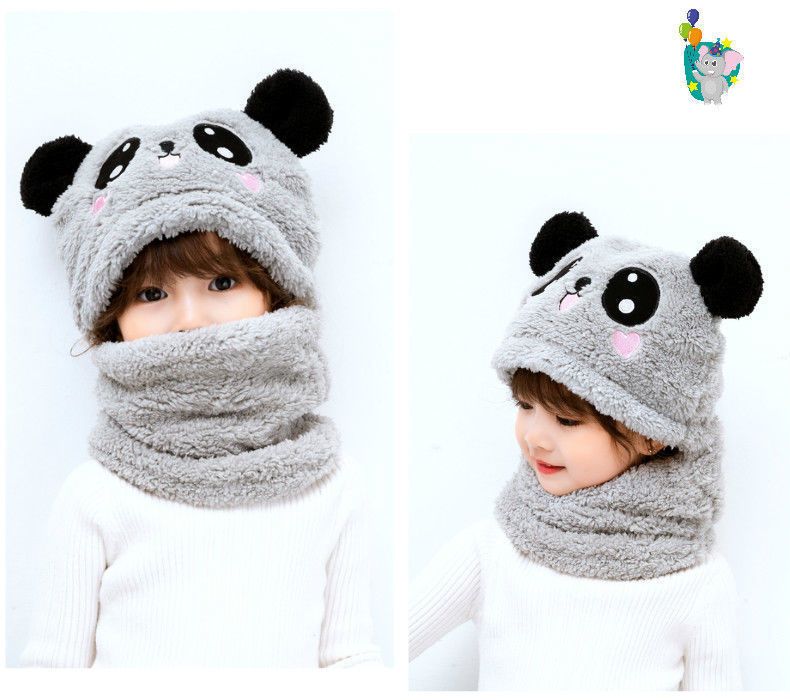 Cute and Warm Cap with Face Cover for Kids - Autumn and Winter Hat and Scarf Combo_voghion.com