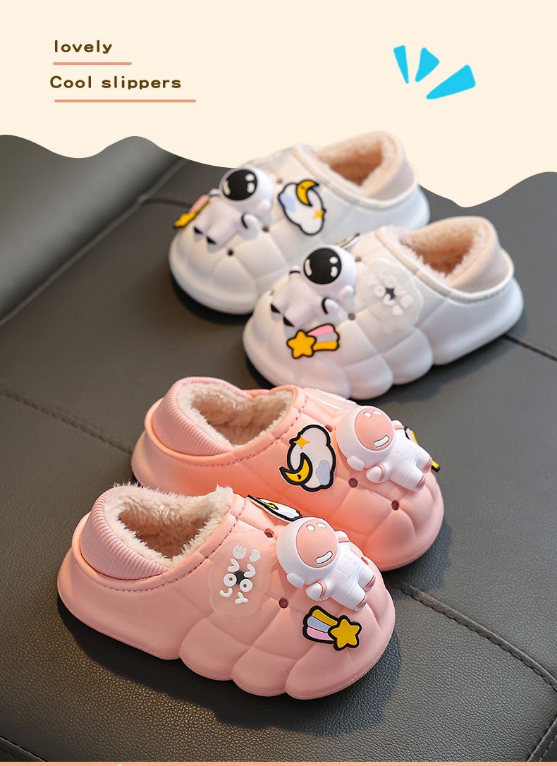 Pantofole invernali per bambini con copertura completa del tallone - Pantofole da casa impermeabili per interni/esterni per ragazzi e ragazze, comode stivaletti antiscivolo foderati in pile_voghion.com