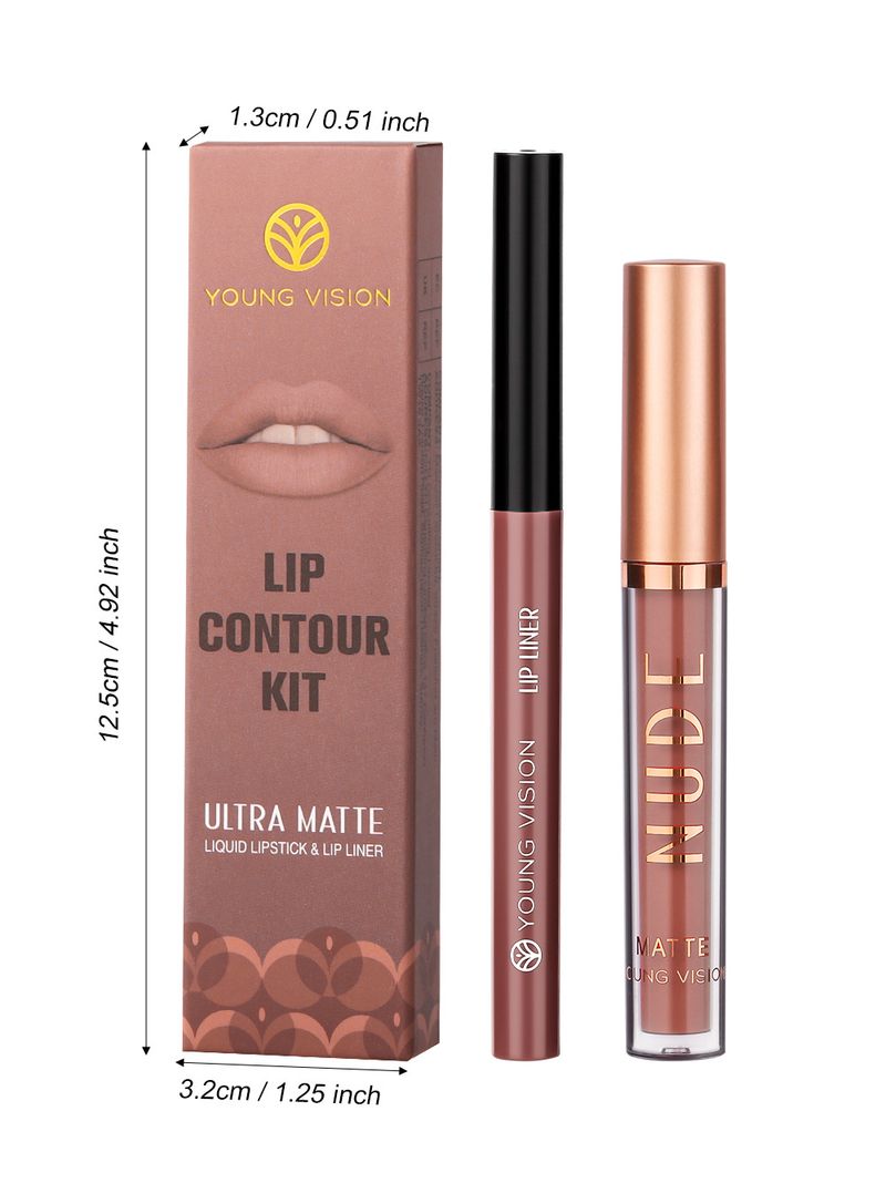 Rouge à lèvres liquide, Kit de brillant à lèvres, 2 pièces, tasse antiadhésive, brillant à lèvres mat et ensemble de crayons à lèvres_voghion.com