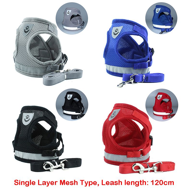 Set di pettorine per cani e gatti, guinzaglio riflettente in morbida rete, gilet traspirante per cuccioli, per animali di piccola e media taglia di PawParty Store_voghion.com