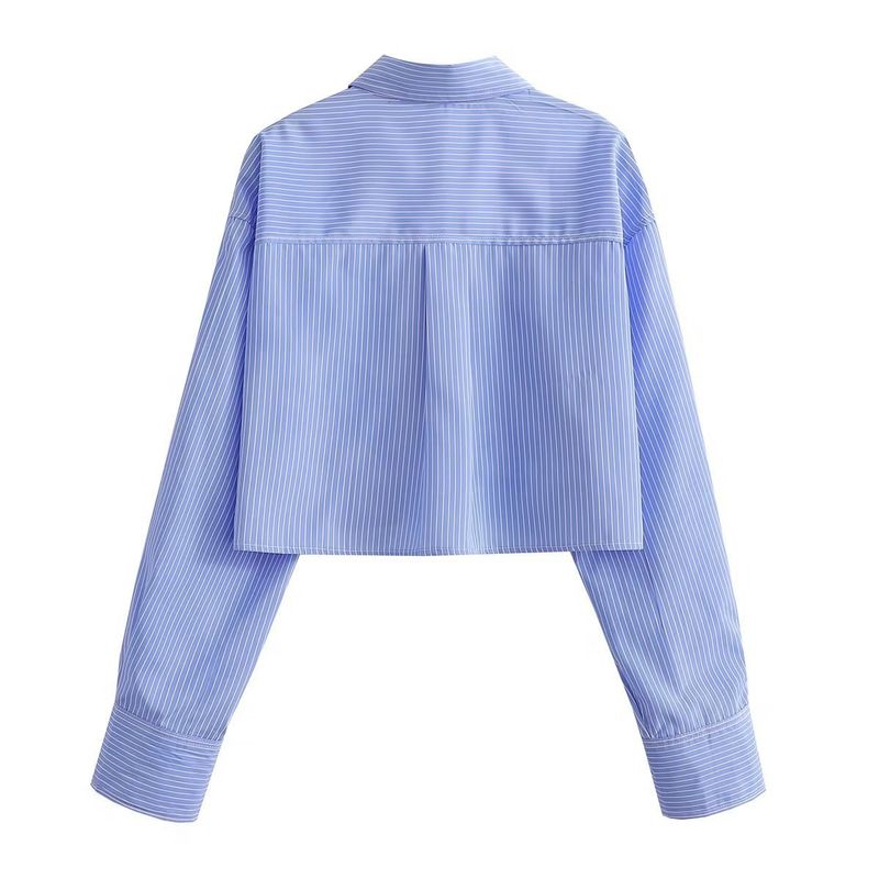 Women's 2024 Spring New 6-Color Pocket Decorative Short Shirt_voghion.com