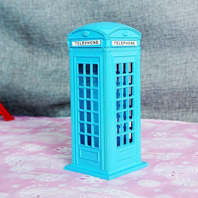 Yao Sha Factory Brand British Style Zinc Alloy Metal Telephone Booth Model Piggy Bank Keychain Multi-Size_voghion.com