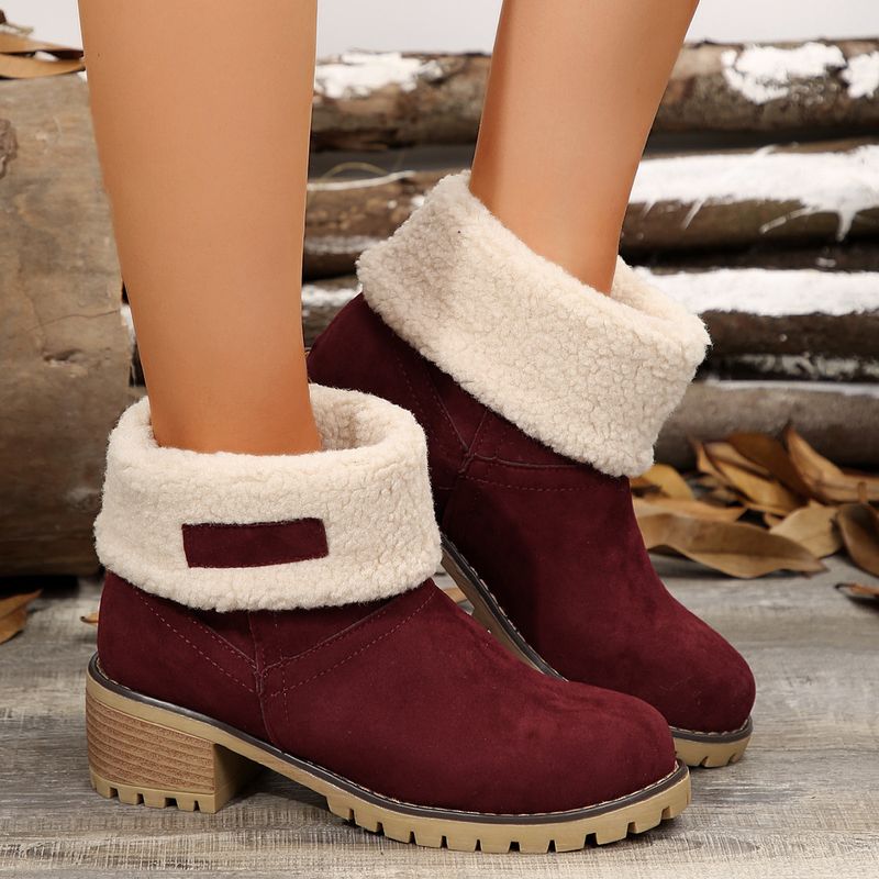 Botas de nieve de ante con tacón grueso, talla 43, botas de algodón de talla grande_voghion.com