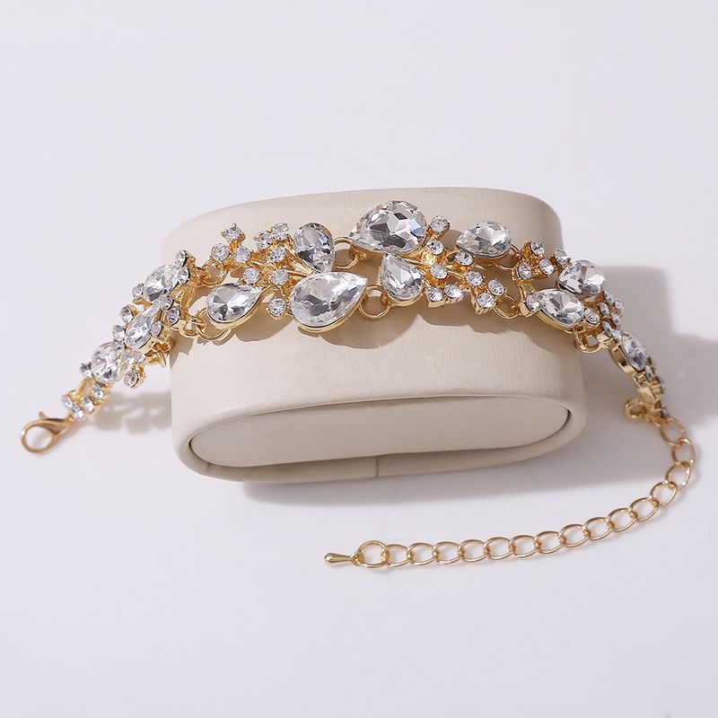 Bracciale rigido da sposa in stile foresta in lega ultra lucida e con diamanti pieni di lusso_voghion.com