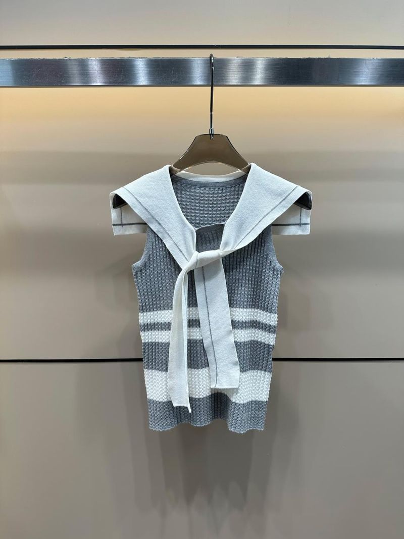 25 New Summer Dijia Little Bee Striped Navy Style Maglia senza maniche Pullover snellente versatile Top_voghion.com