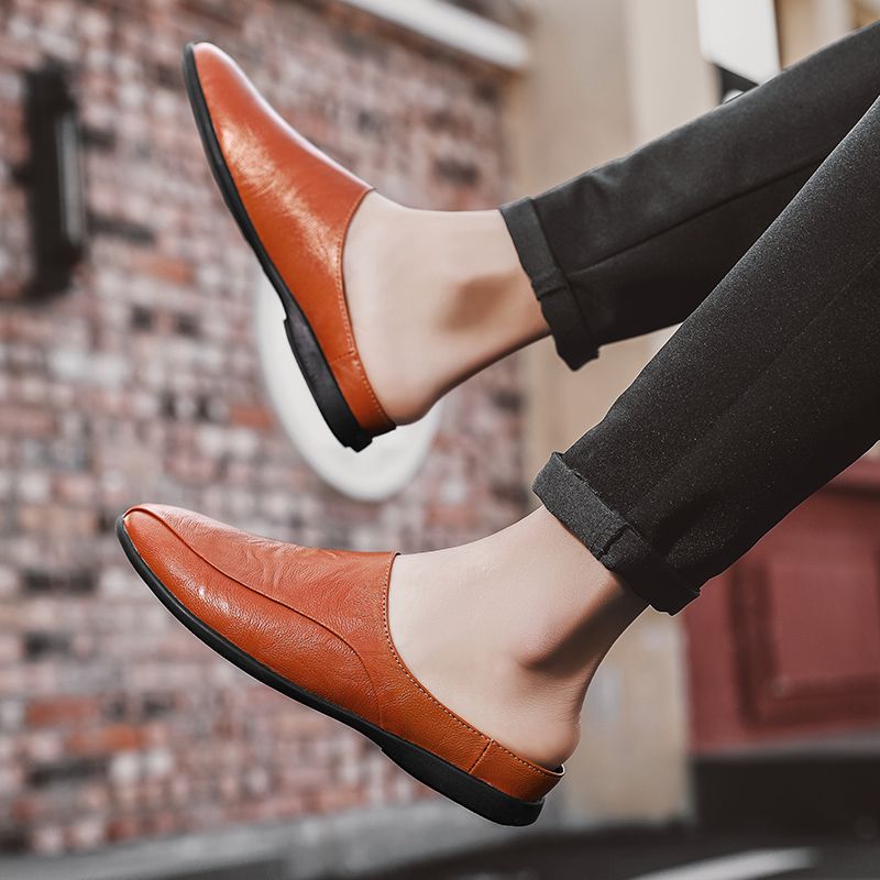 Double Half-slippers, Low-top Sandals, Leather Shoes_voghion.com