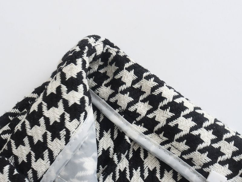 7292 Autumn New Women's Double-Breasted Blazer + Houndstooth Casual Shorts Set_voghion.com